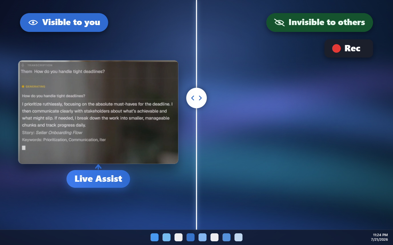 Live Assist private layer over a shared desktop